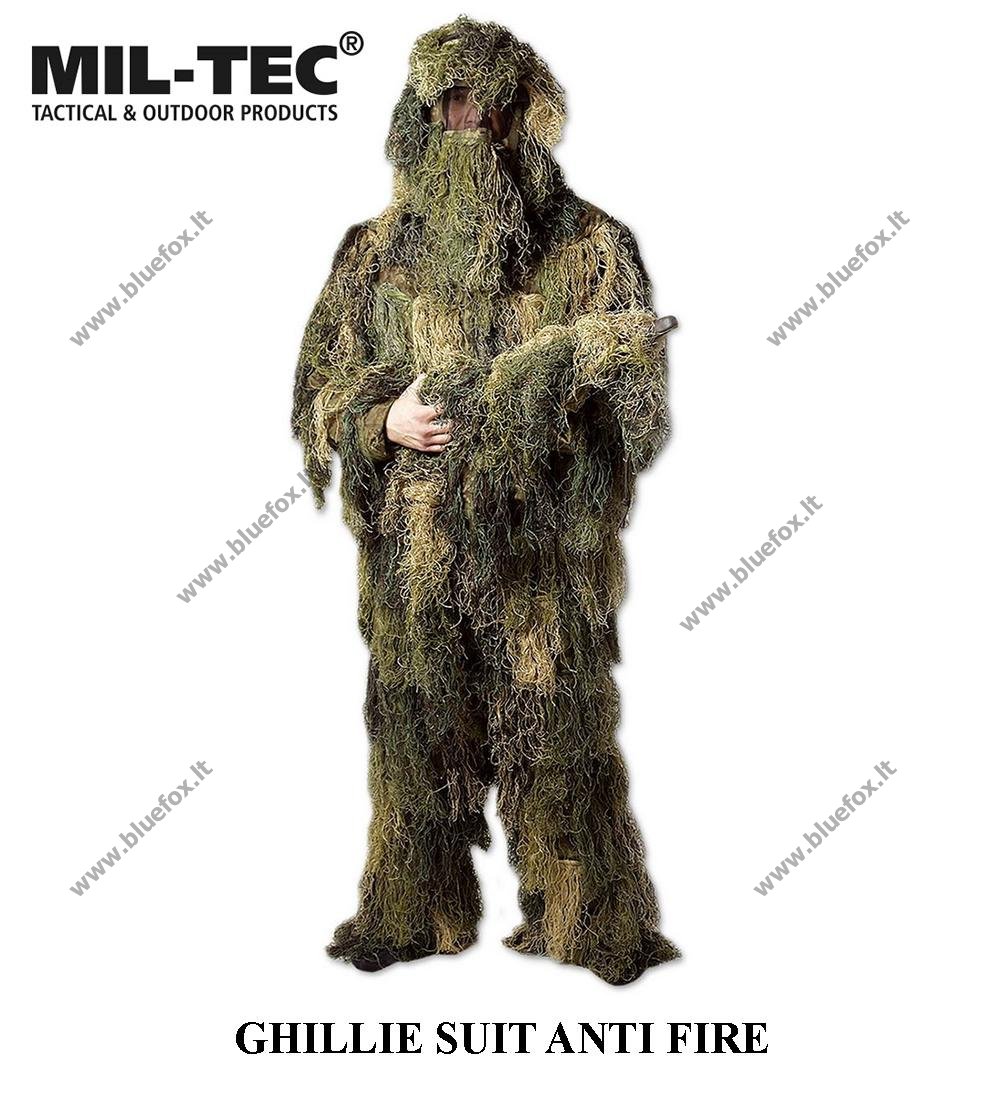 Mil-tec Ghillie Suit Anti Fire 4 pcs Woodland Mil-tec Ghillie Suit Anti Fire  4 pcs Woodland [11962020] : www.bluefox.lt - Fishing, backpack, outdoors,  flashlight, tents, wobblers, knives, axes, saw, machete, rapala, storm