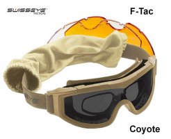 Taktiskās brilles Swiss Eye F-Tac Tactical Goggles Coyote