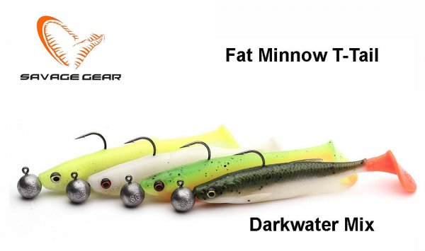 Guminukai Savage Gear Fat Minnow T-Tail RTF Darkwater Mix