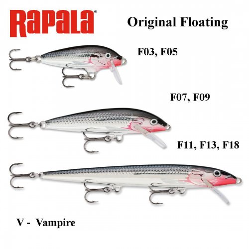 Vobleris Rapala Original Floating V - Vampire