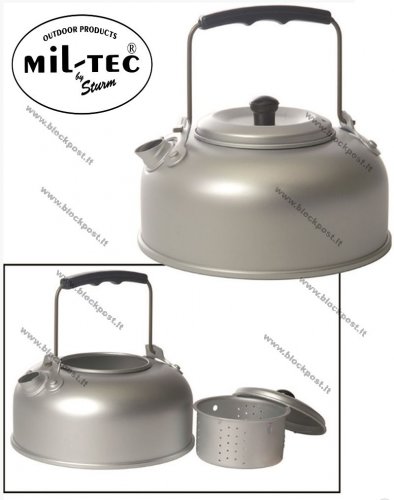 Kettle with tea strainer, aluminum, 0,9 l (1 Qt) ideal for camp