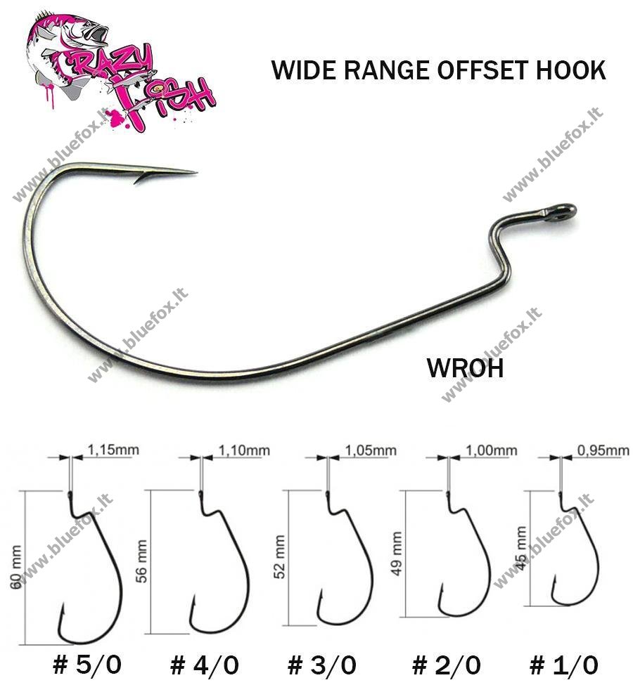 Crazy Fish WIDE RANGE Offset Joint Hooks WROH [01-WROH] - 1.60EUR :   - Fishing, backpack, outdoors, flashlight, tents, wobblers,  knives, axes, saw, machete, rapala, storm