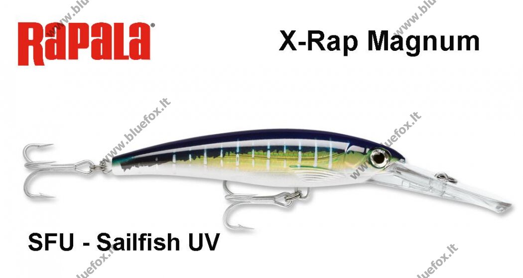 Wobbler Rapala X-Rap Magnum XRMAG Sailfish UV [02-XRMAG-SFU] - 20.95EUR :  www.bluefox.lt - Turistinė ir specializuota ekipuotė, žvejybos reikmenys,  aktyvus poilsis